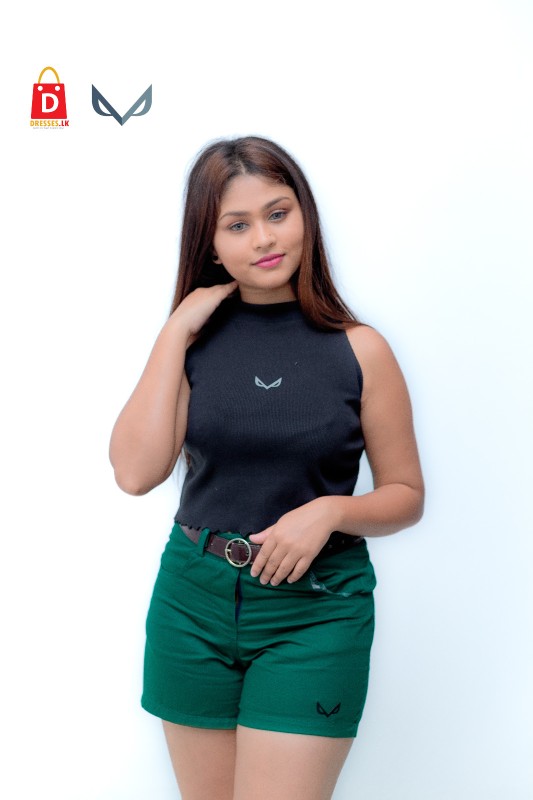 High Nec Rib Crop Top 4324