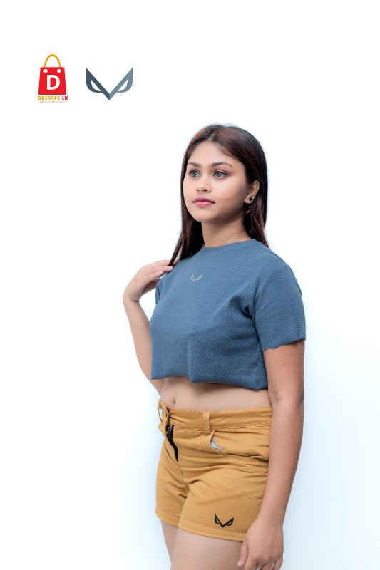 Rib Short Sleeve Crop Top 4342